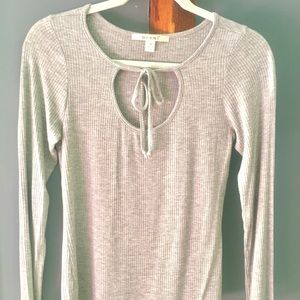 🌟Cute unique gray tie-front long sleeve